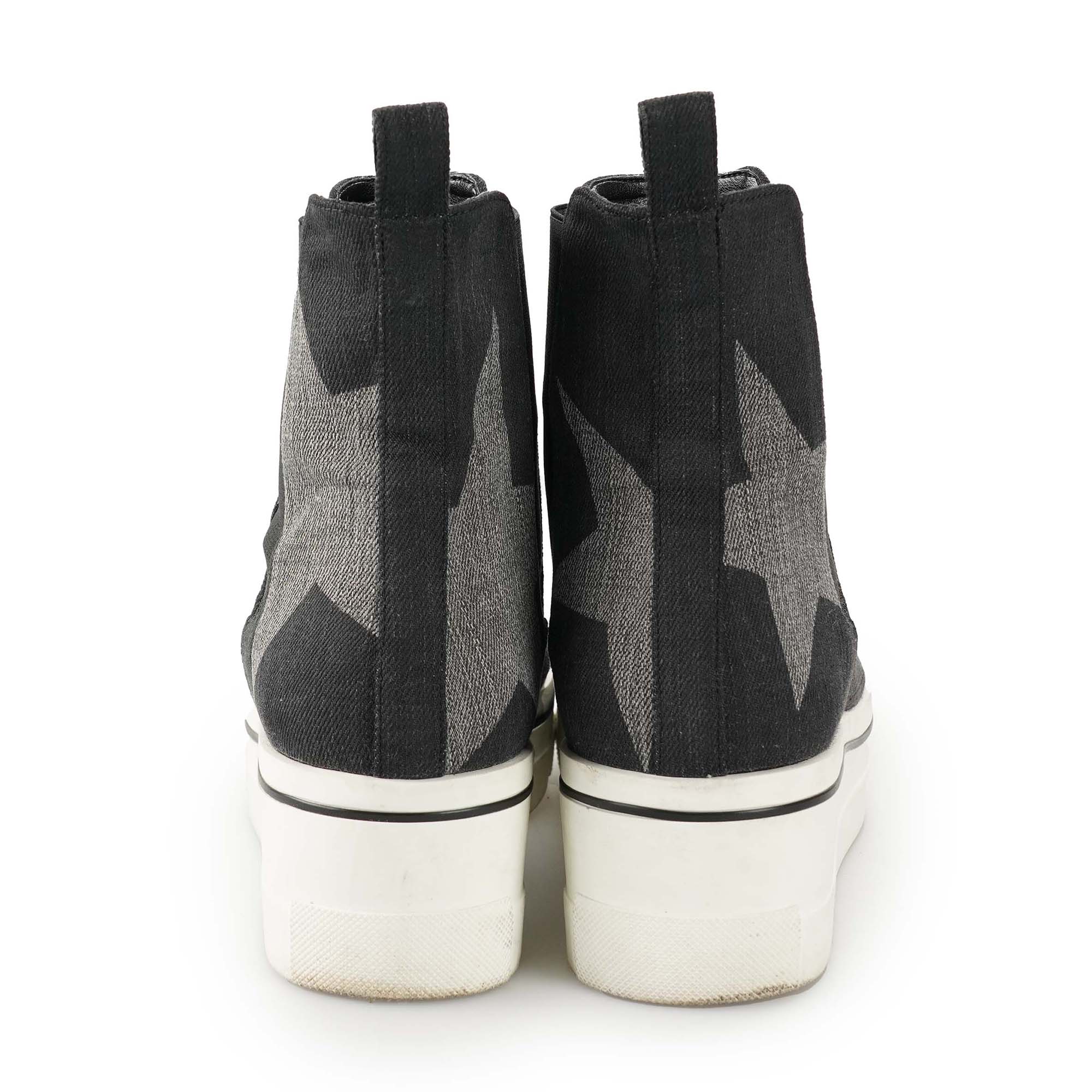 Stella McCartney - Grey Canvas Star Print Ankle Sneakers 